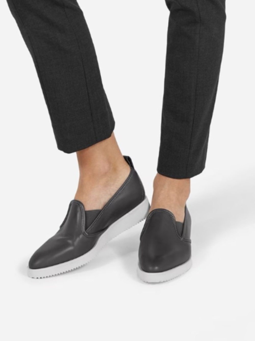 EVERLANE } The Leather Street Shoe Dark Gray polished and sporty loafer flats